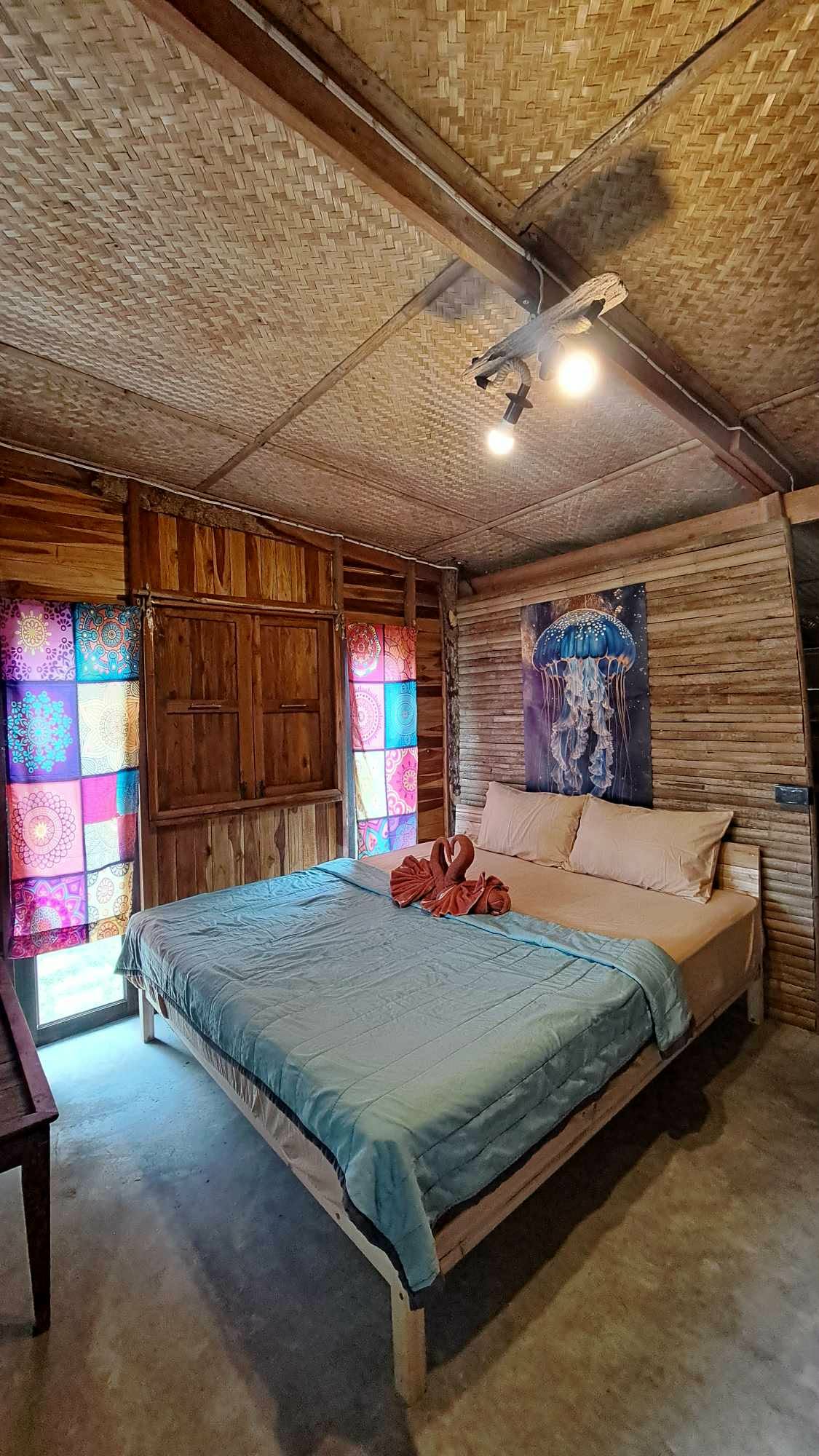 Bamboo room with double bed